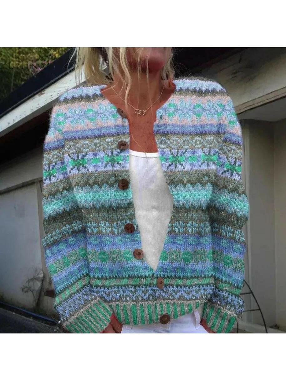 Lotte | Blue cardigan with print