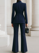 Luna | Navy Blazer Wide Leg Trousers Set - Lumina Vancouver - Lumina Vancouver