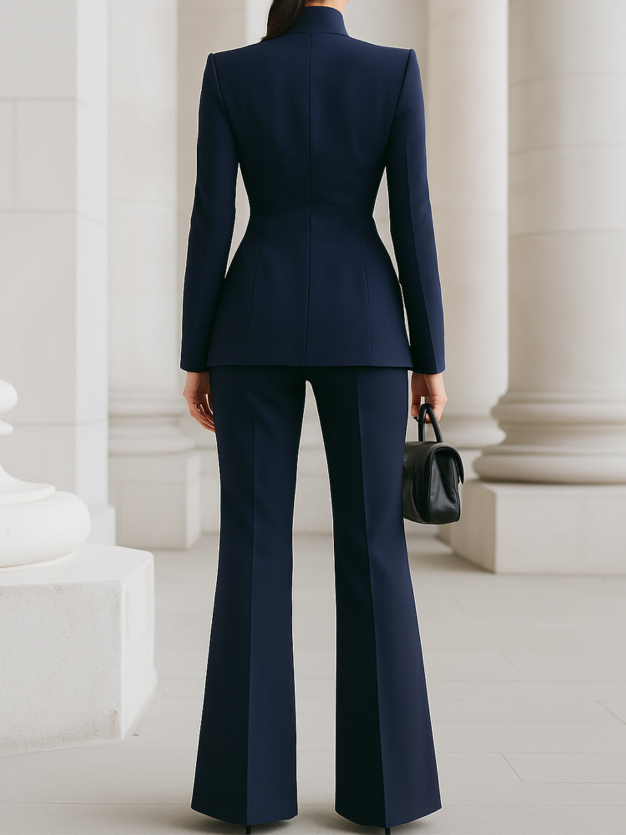 Luna | Navy Blazer Wide Leg Trousers Set - Lumina Vancouver - Lumina Vancouver