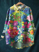 Women's Vintage Lovely Floral Art Print || Casual Cotton Shirt