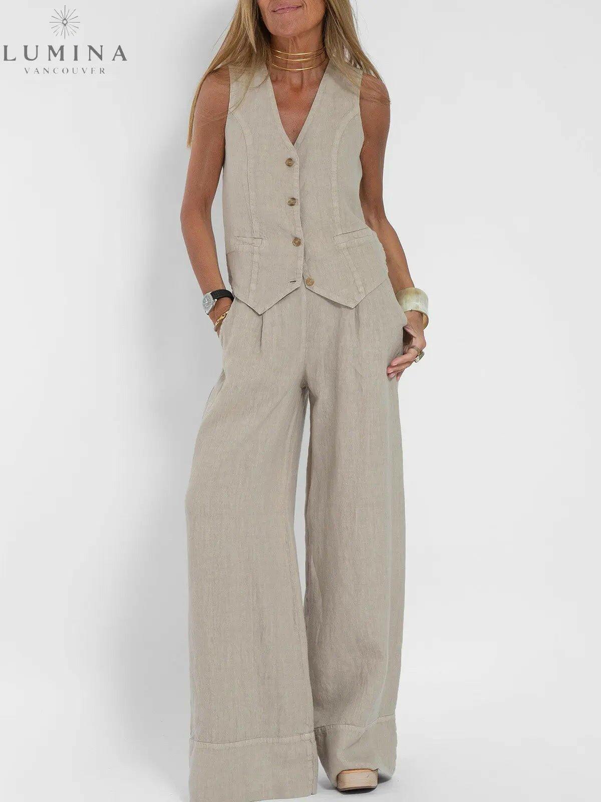 Ella - Vest & Wide Pants Set (Almost sold out)
