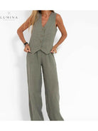 Ella - Vest & Wide Pants Set (Almost sold out)
