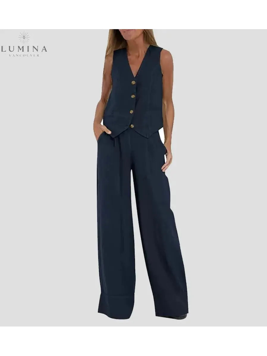Ella - Vest & Wide Pants Set (Almost sold out)
