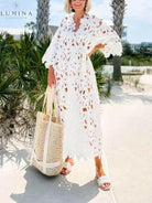 Raquel - Floral Eyelet Long Sleeve Midi Dress