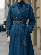 Elena | Double-Breasted Denim Trench Coat - Lumina Vancouver - Lumina Vancouver