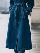 Elena | Longline Denim Trench Coat with Belt - Lumina Vancouver - Lumina Vancouver