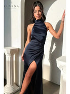 Florencia - Halterneck Sleeveless Slit Maxi Dress