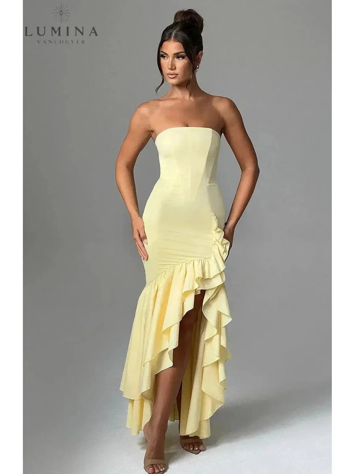 Riviera | Sleeveless Slit Ruffle Maxi Dress